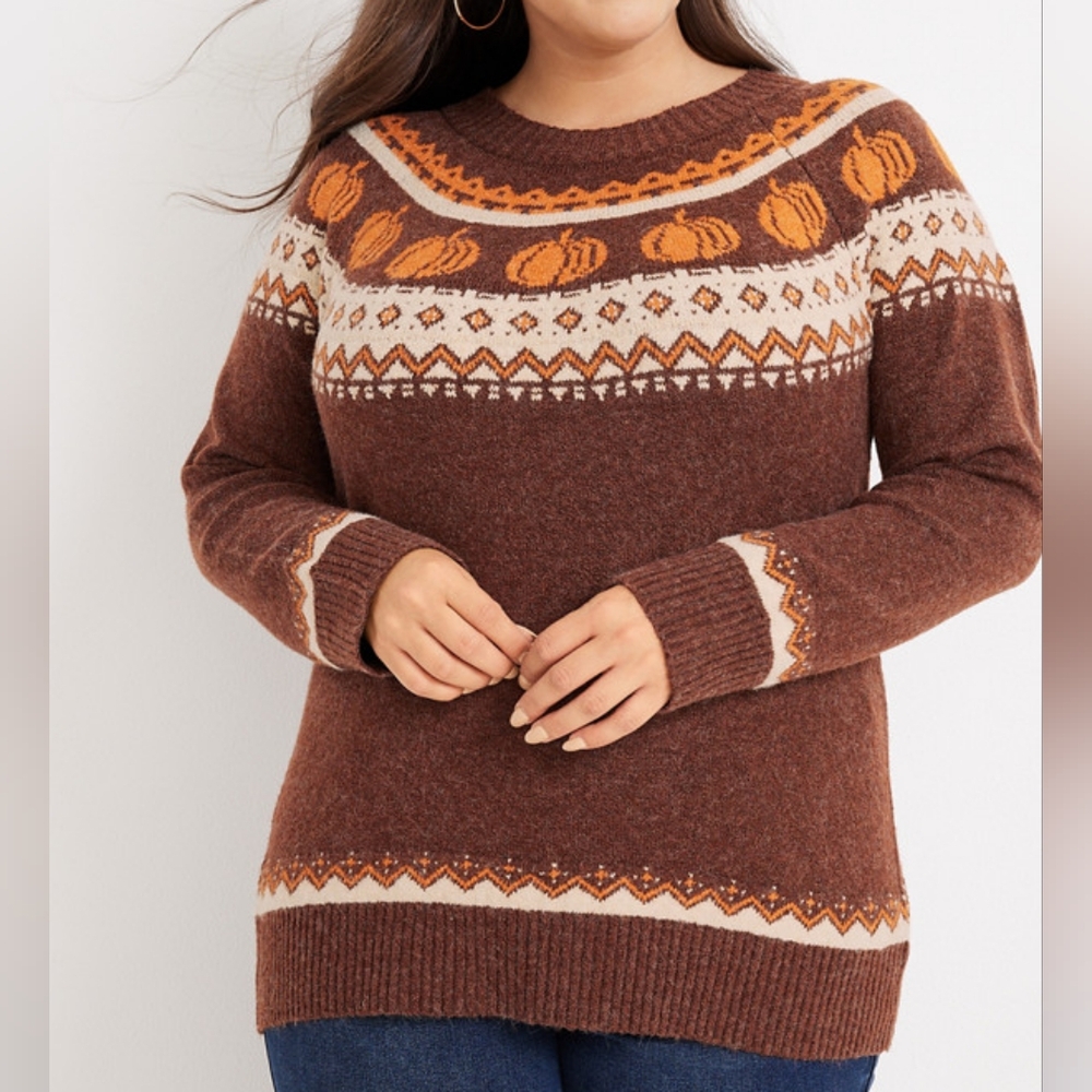 Textured Pumpkin Fair Isle Sweater